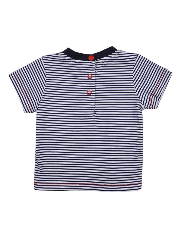 Boys Blue & Red Striped T-Shirt with Short Pants image number 1